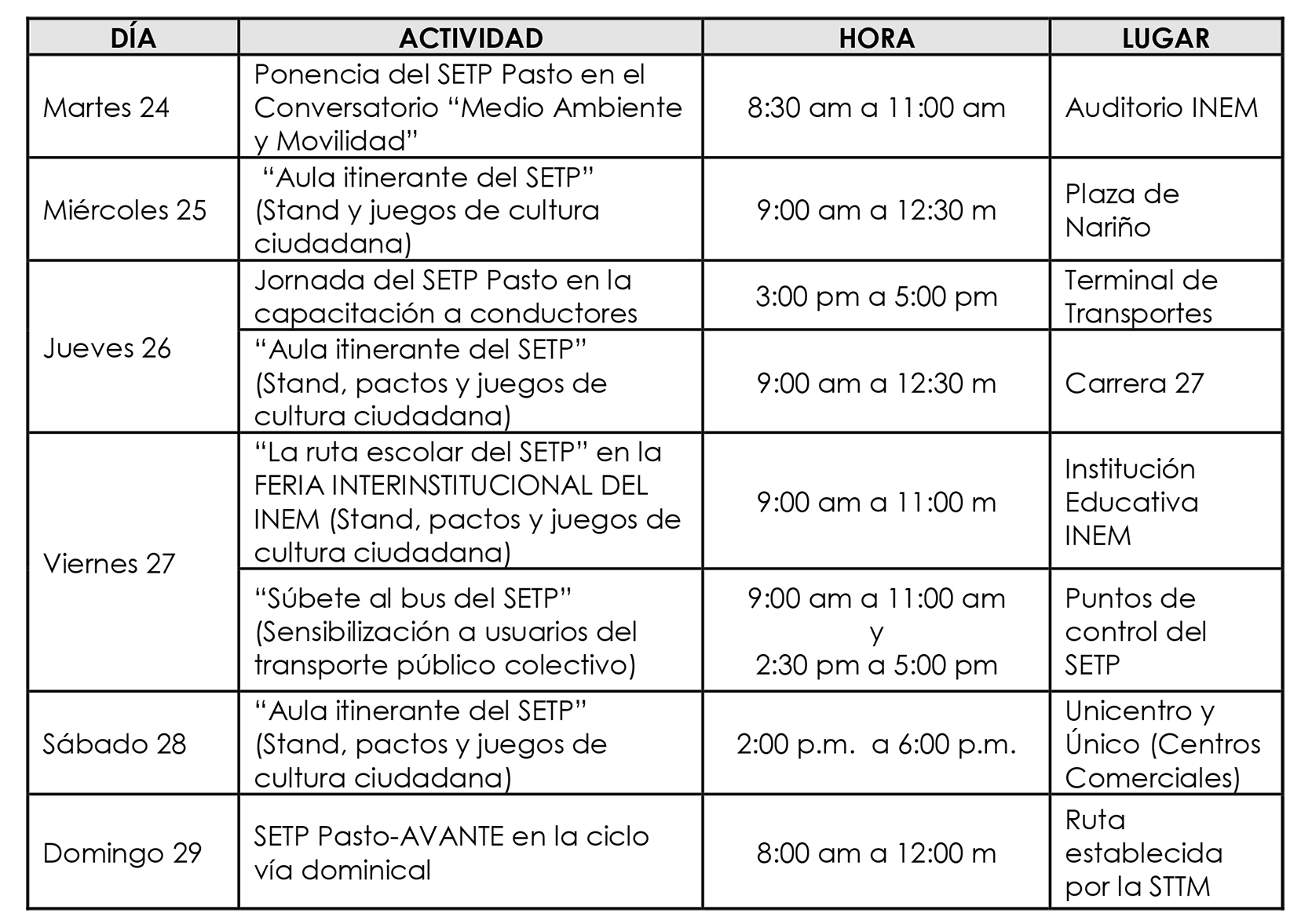 programacin semana movilidad